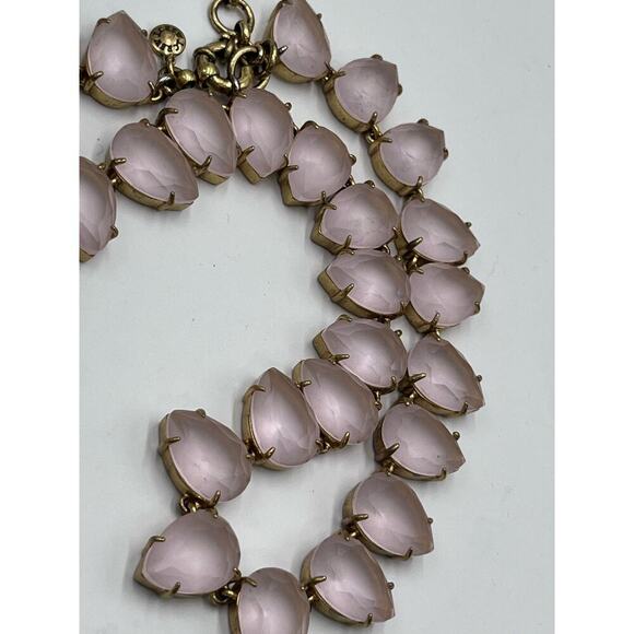 J. Crew Frosted Matte Satin Light Pink Teardrop Rhinestone Full Necklace - Picture 15 of 16